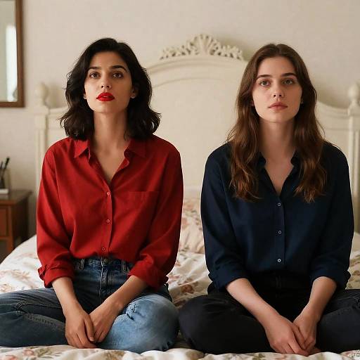 Portrait of Two Women on a Bed