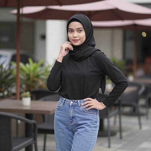 Confident Young Asian Woman in Hijab