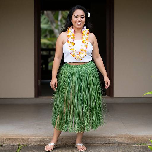 Woman in Lilo Hula Costume