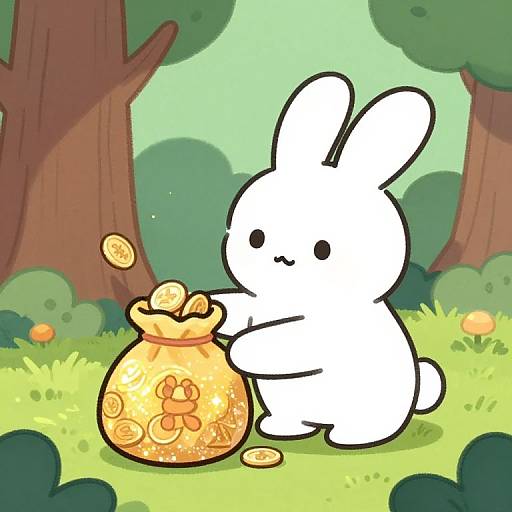 Curious Rabbit Discovers Glittering Coins