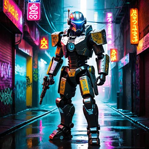 Futuristic Neon Robot Bounty Hunter