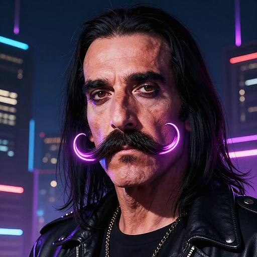 Cyberpunk Frank Zappa Mustache Art