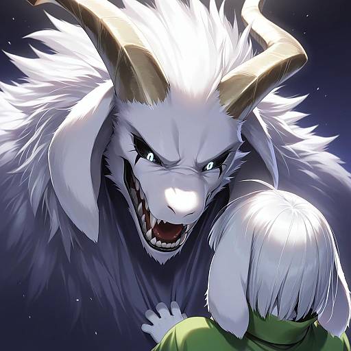 Illustration of Asriel dreemurr, undertale in the style of Kyougoku touya