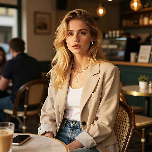 Blonde Woman at Vintage Café