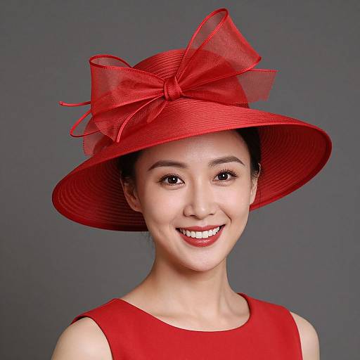 Elegant Woman in Vibrant Red Hat