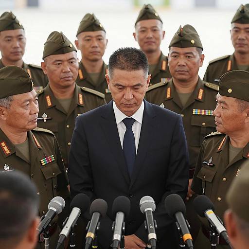 Military Gathering with Central Figure