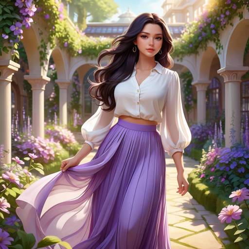Confident Character in Serene Floral Garden
