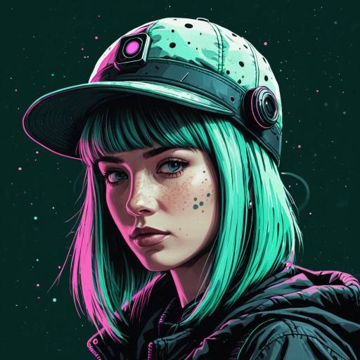 Cyberpunk Girl with Mint Green Hair