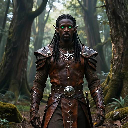 Black Male Elf in Mystical Forest