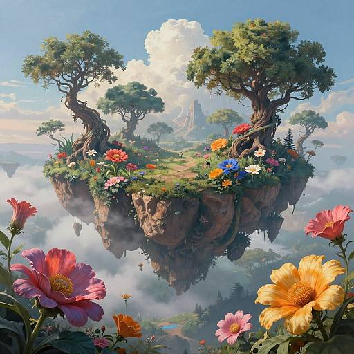Surreal Dreamscape with Floating Islands