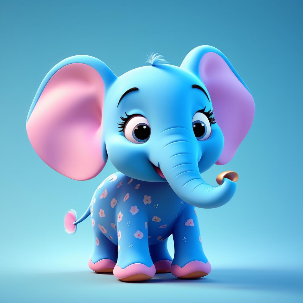 Whimsical Pixar-Style Elephant Illustration