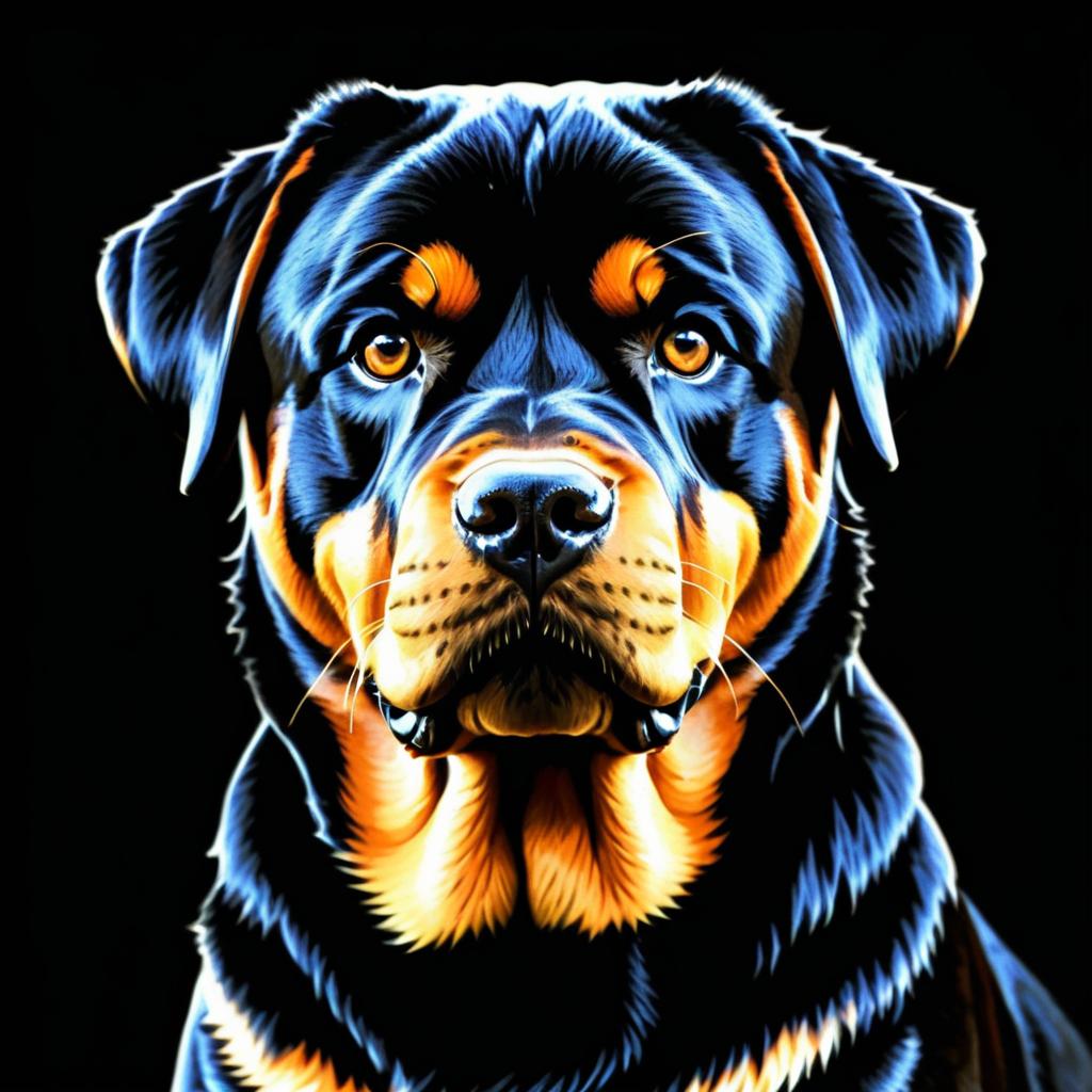 Stunning Rottweiler Portrait on Black Background