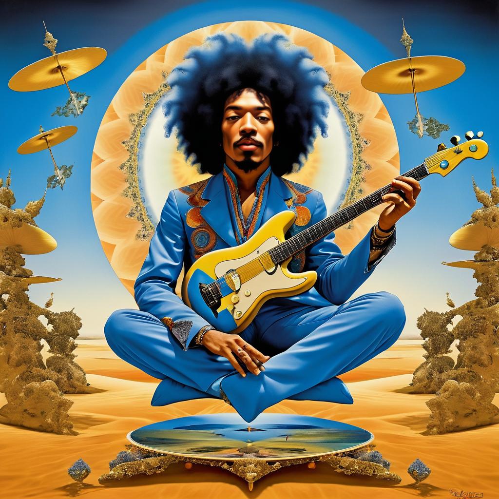 Jimi Hendrix in Surrealist Dreamscape