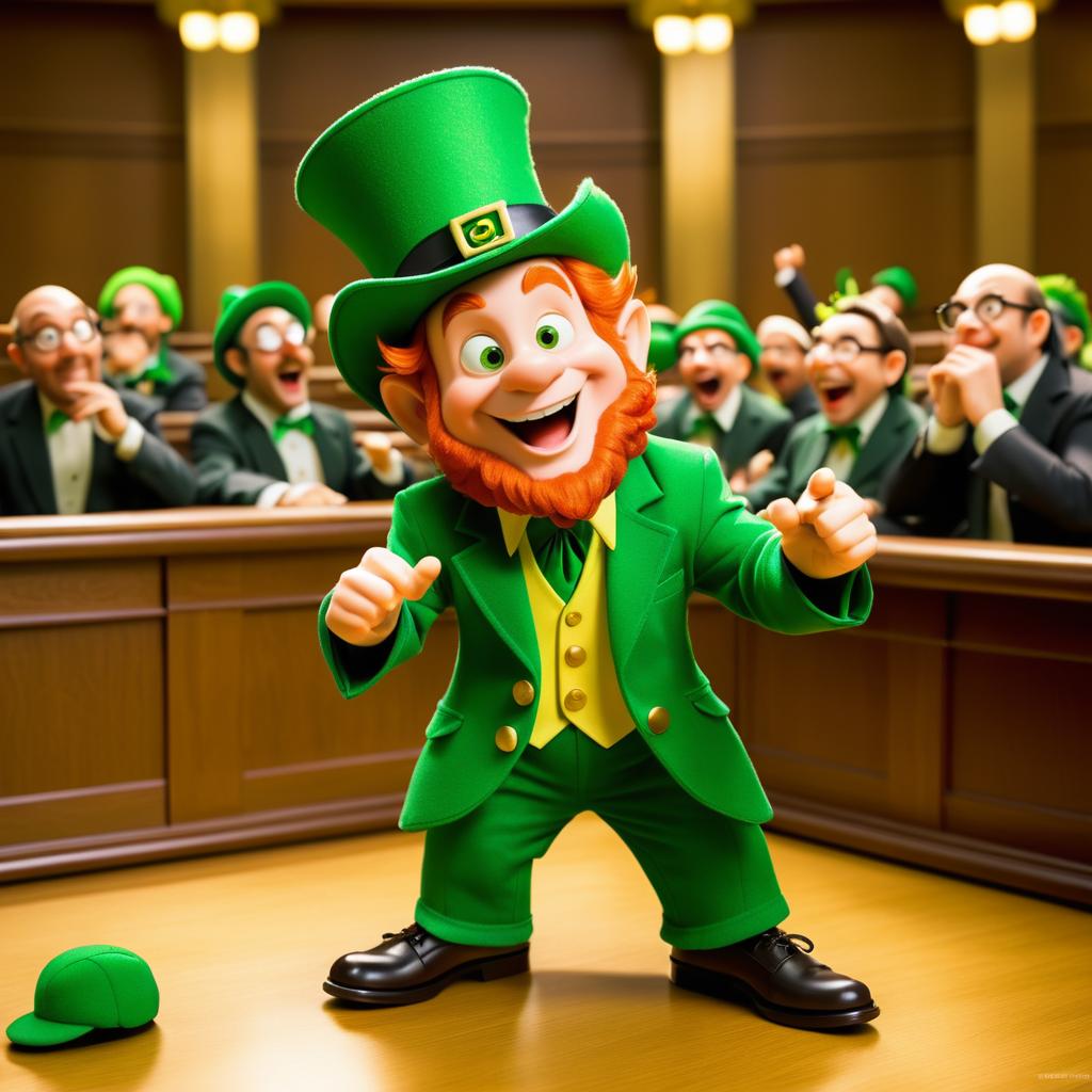 Whimsical Courtroom Showdown with a Leprechaun