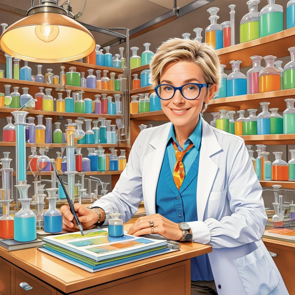 Whimsical Chemistry Professor Illustration