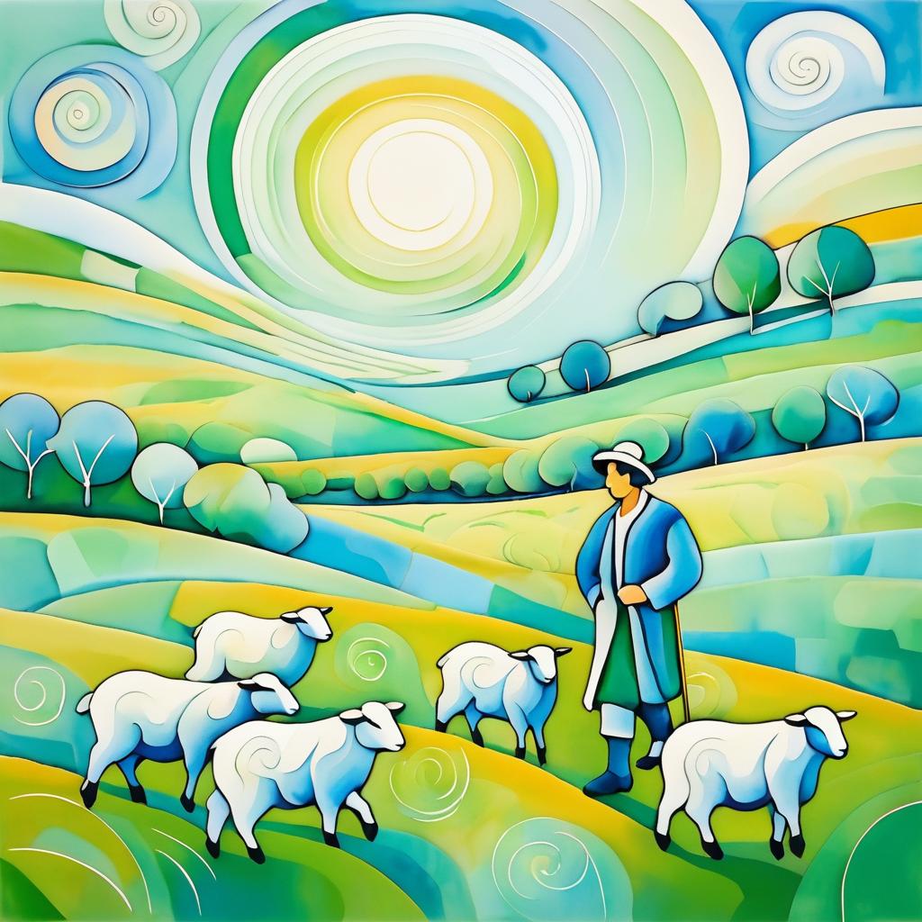 Pastel Dreams: Chagall-Inspired Shepherd Scene