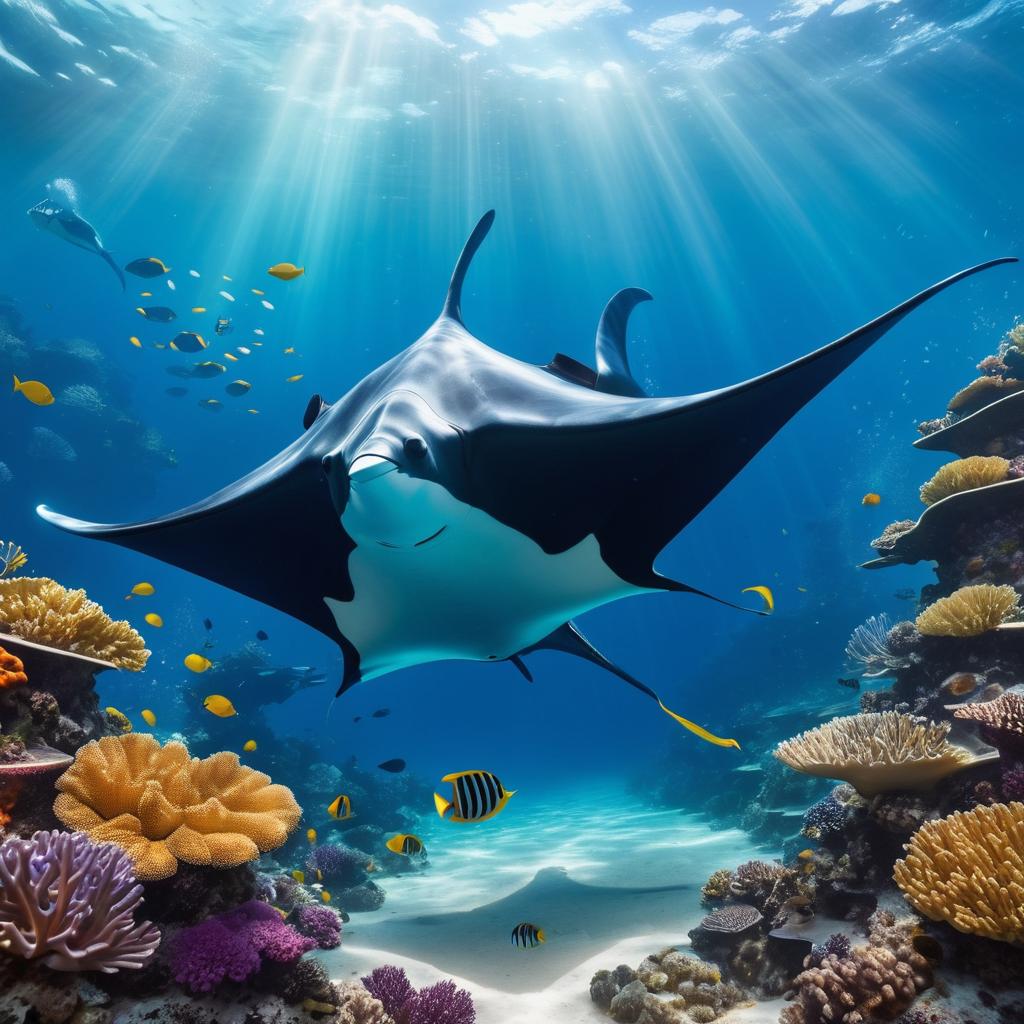 Manta Ray Car Fusion in Coral Reef