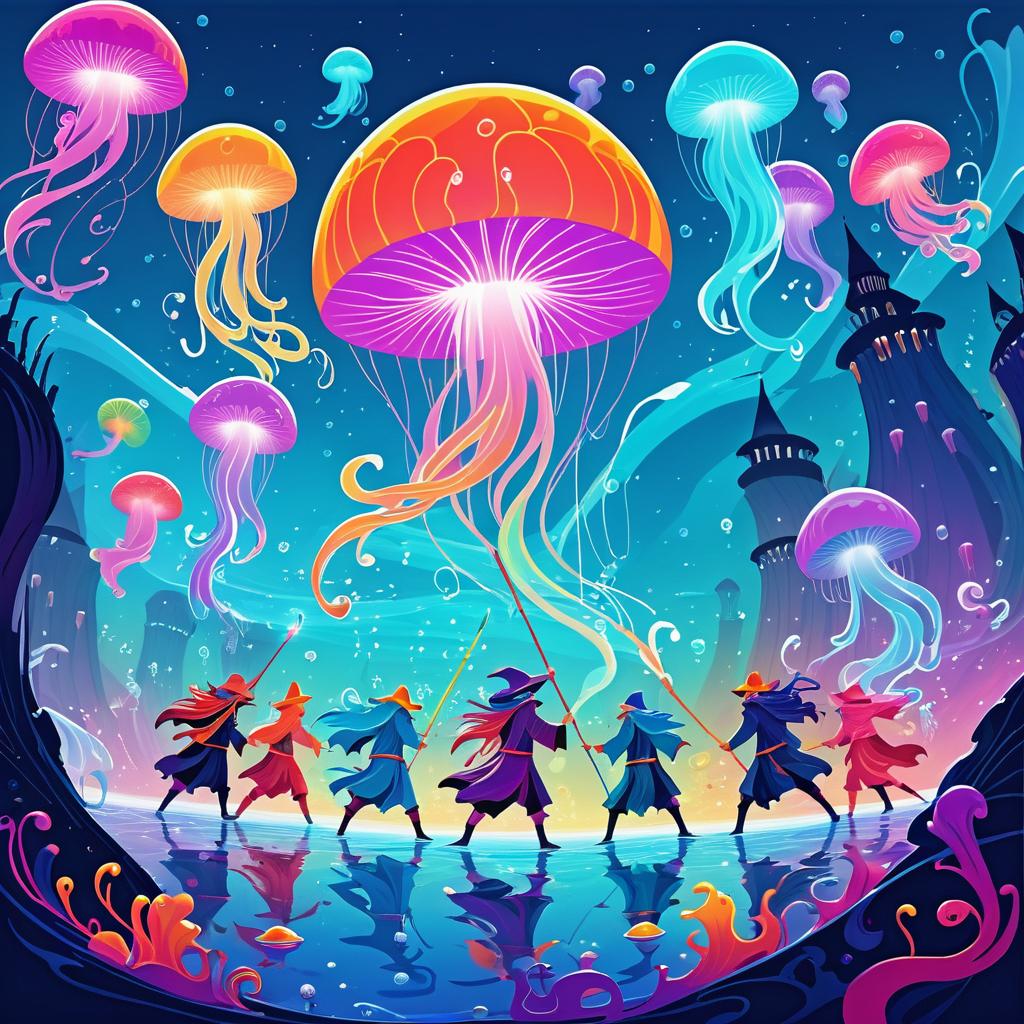 Wizards vs Jellyfish: A Colorful Battle