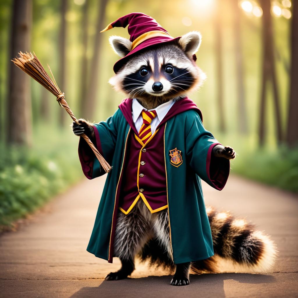 Whimsical Raccoon as Harry Potter