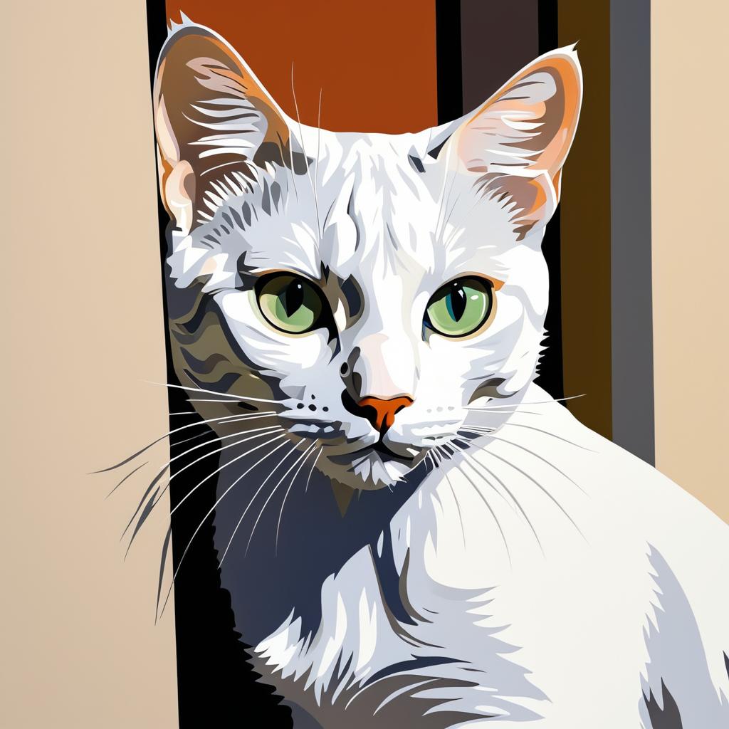 Curious Feline in Matisse Style