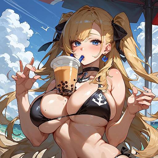 Curvy Woman in German Flag Bikini