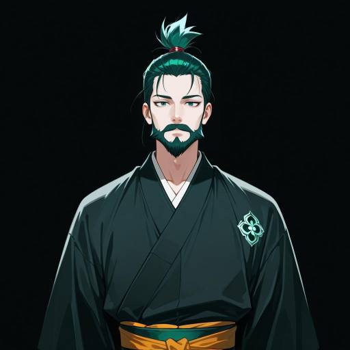 Solemn Slender Man in Black Kimono Solemn Slender Man in Black Kimono