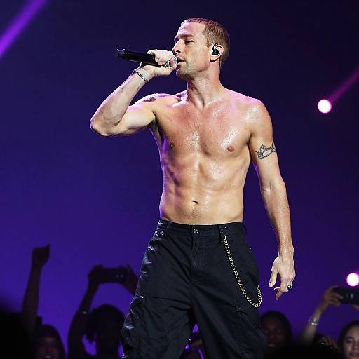 Eminem Shirtless Neon Stage Performance