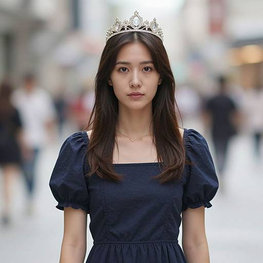 Realistic Portrait of Woman in Crowned Dress