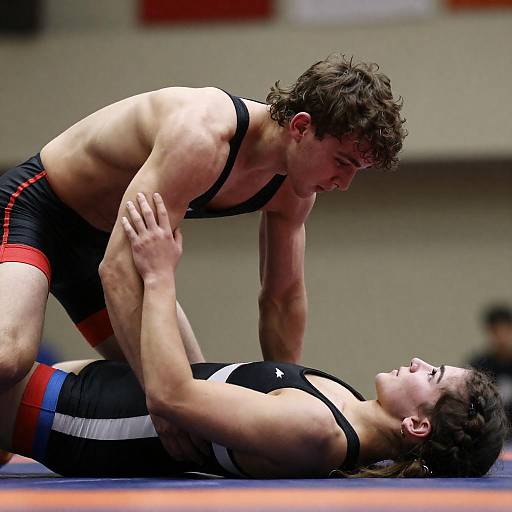 Intense Wrestling Match in Action