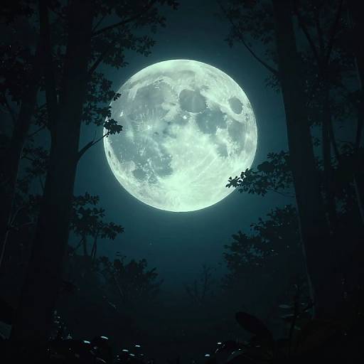 Bioluminescent Moon Over Enchanted Forest