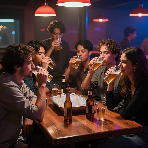 Social Gathering at a Dimly Lit Bar
