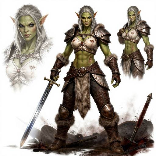 Realistic Goblin Warrior Female Portrait