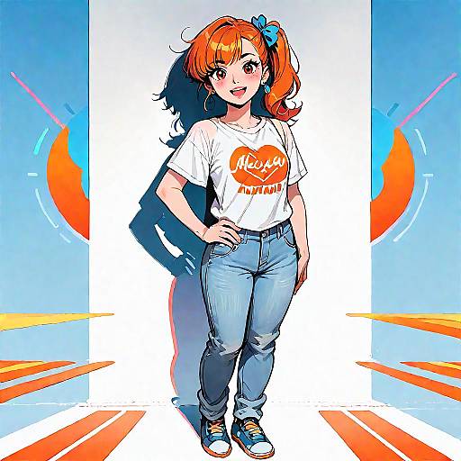 Smiling Orange-Haired Anime Girl