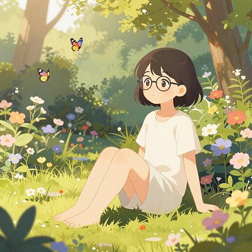 Peaceful Short Character in Garden