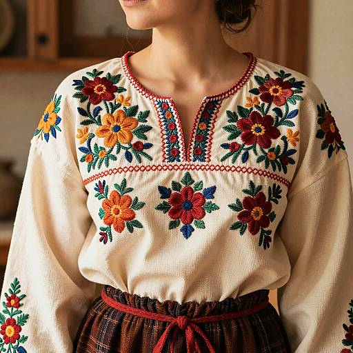 Traditional Embroidered Floral Blouse