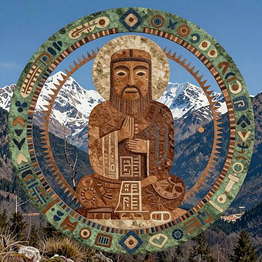 Mountain Sage with Tribal Symbols