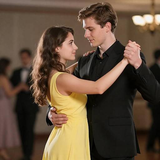 Young Couple Dancing Under Bokeh Lights