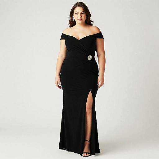 Plus Size Woman in Black Evening Gown