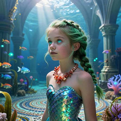 Teenage Merfolk in Submerged Ruins