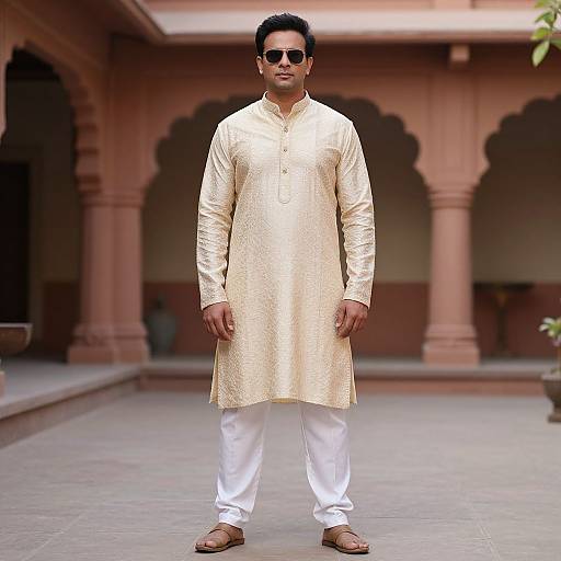 Traditional Indian Outfit in Courtyard