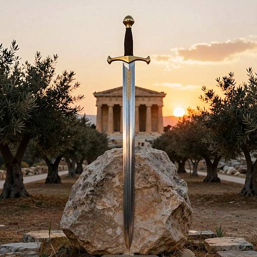 Greek Long Sword in Mythic Landscape