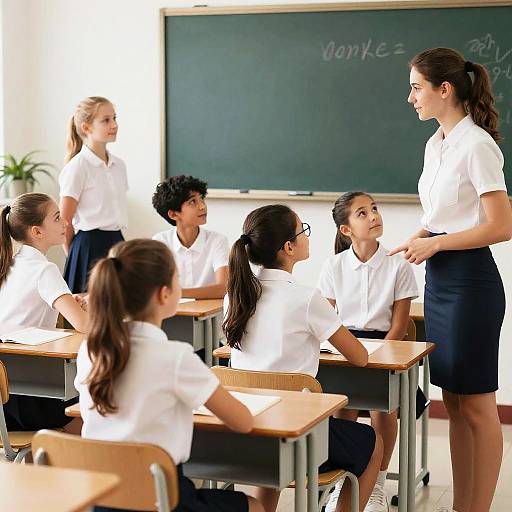 Teacher Engaging with Students in Classroom