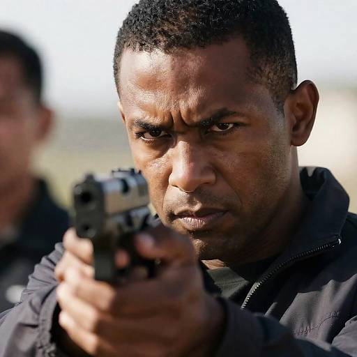 Intense Close-Up of a Serious Man