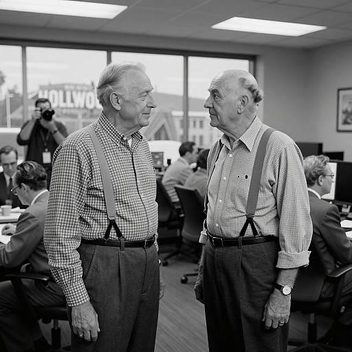 Nostalgic Office Scene in Black and White