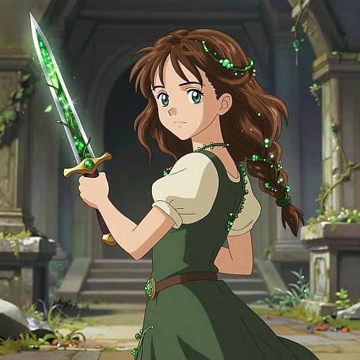 Anime Hermione in Overgrown Temple