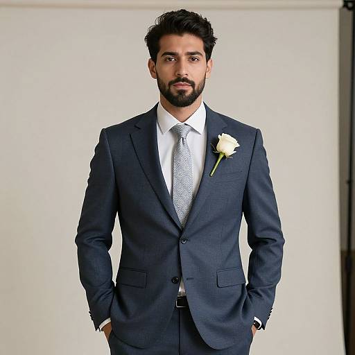 Realistic Man in Custom Wedding Suit