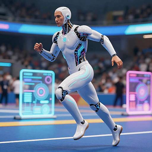 Futuristic Synthetic Athlete in Motion