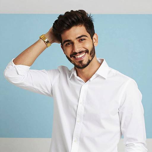 Smiling Young Man in White Shirt