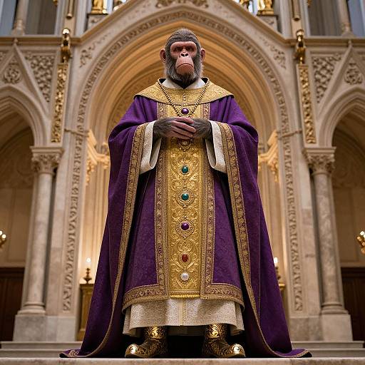 Ape-Human Archbishop in Majestic Church
