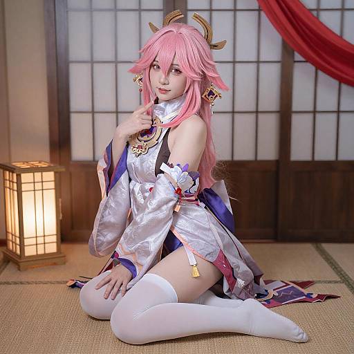 Pink-Haired Anime Cosplayer Portrait